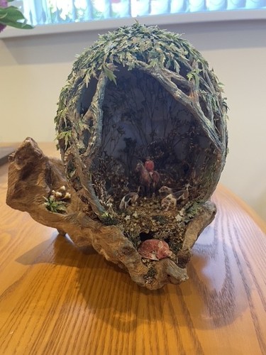 Ostrich egg diorama hand made - egg,