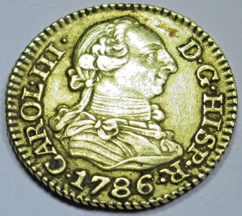 1786 spanish gold - 1/2, escudo