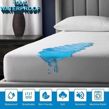 Wet Waterproof Mattress Protector Fitted Sheet Double Bed Cover Non Noisy Sheets