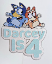 Bluey and Bingo Personalised Cake Topper - Any Name or Age.