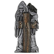 Large Skeleton Tombstone Decoration Halloween Prop Graveyard Cross Crow 88cm