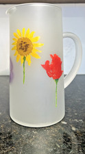 Frosted Glass Jug Hand Painted