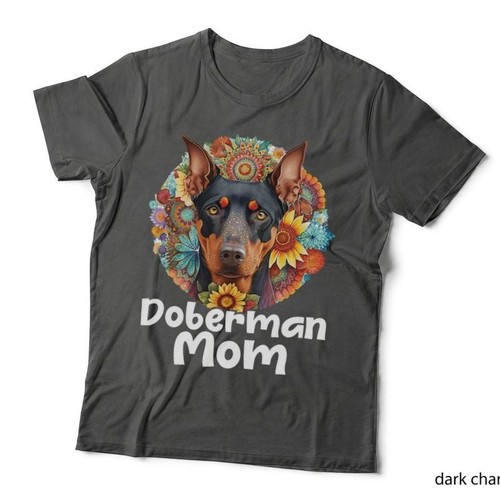 Doberman mom shirt floral - mom,