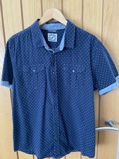 Men’s Red Herring Short Sleeve Shirt X-Large Navy Blue White Fleck