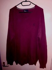 Authentic Fred Perry V Neck Cotton Jumper Size XL (fits like XXL) *Stunning*