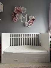 IKEA STUVA / FRITIDS Cot with 2 Drawers, White, Converts to Toddler Bed