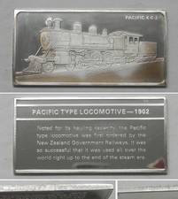 B607  1902 PACIFIC 4-6-2 TYPE Locomotive Franklin Mint 60g Sterling Silver Ingot