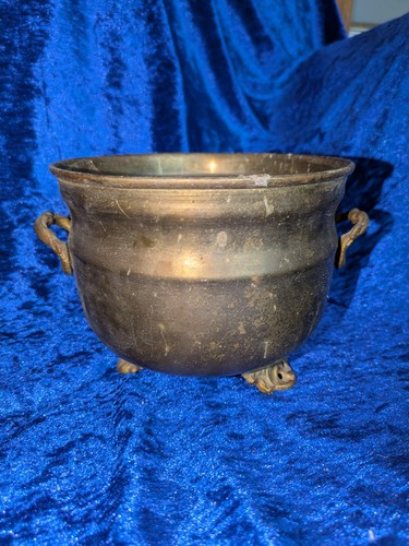 Vintage brass cauldron pot - vintage,