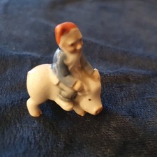Wade Leprechaun/ Pixie with Red Hat Riding a Pig (B)