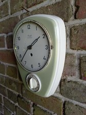 VINTAGE  KIENZLE CLOCK PRIMUS KITCHEN TIMER GREEN CERAMIC  WALL CLOCK & KEY