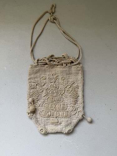 Vintage crocheted drawstring - vintage,