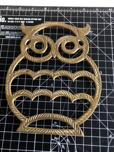Vintage metal owl trivet - vintage,
