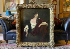 Mary Evelina Kindon RA. (1849-1919) Large Impressionist Oil Portrait Painting