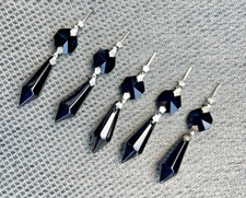 5 BLACK CUT GLASS CRYSTALS SUN