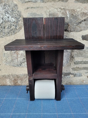 Wooden toilet roll holder - wooden,
