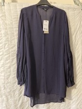 Next Navy Lace Trim Long Sleeve Shirt Size 16