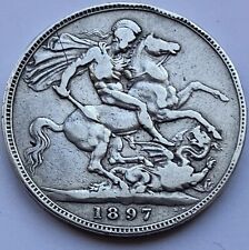 1897 Queen Victoria Old Head Silver Crown Coin 925 Silver 28g