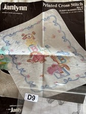 1997 Janlynn Stamped Cross Stitch #54~46 Kit Sleepy Bunnies Quilt 34" x 43"