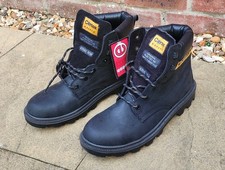 Black leather steel toe safety