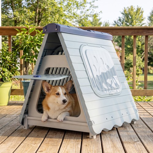 Folding plastic dog house - folding,