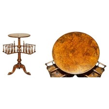 ANTIQUE  RESTORED VICTORIAN BURL WALNUT LIBRARY REVOLVING BOOK TABLE BOOKCASE