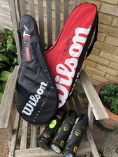 Wilson N Code N6 Midplus Tennis Racket w Cover, Multi Bag & 11 Balls Hardly Used