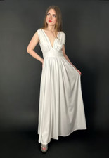 70's White Vintage Sleeveless Kreation Maya Exclusiv Grecian Maxi Dress