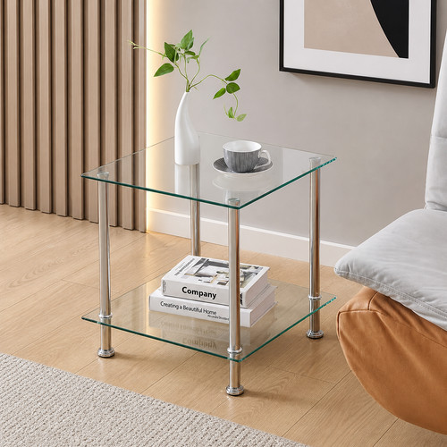 Square glass coffee table - glass,