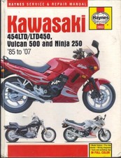 KAWASAKI VULCAN 500,454,450 LTD NINJA 250 HAYNES MANUAL 1985-2007 "HARDBACK"