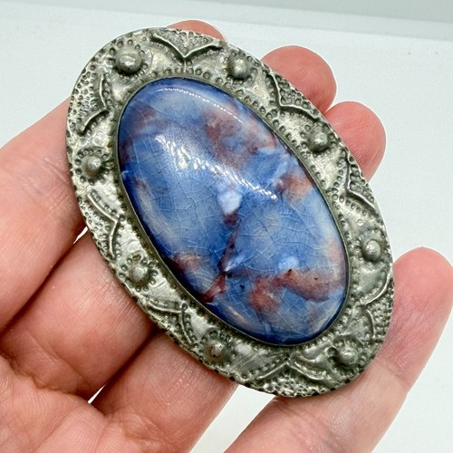 Vintage pewter brooch large - vintage,