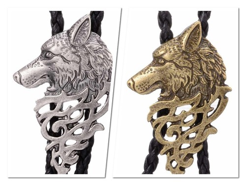 Western cowboy bolo tie wolf - western,