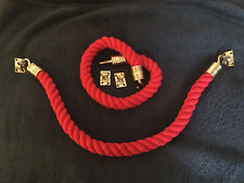 Thick Antique Red Queue Barrier Rope+2 Brass Hooks+Wall Brackets Morse