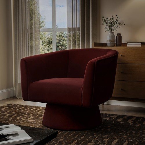 Deep red velvet swivel - deep,