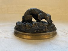 BRONZE SIGNED Y.MONGMIEY - TERRIER/LURCHER/GREYHOUND DOG animal statue sculpture