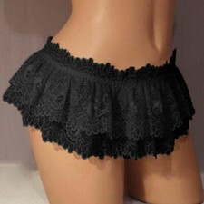Sexy Double Layer Lace Lingerie Underwear Nightwear Women Micro Mini Skirt Dress