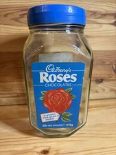 Vintage Cadbury's Roses Glass Jar Sweet 2lb Chocolates Retro 1990s