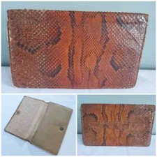 Vintage Clutch Bag Purse 1930s Lizard Skin Brown Ladies Handbag 30s