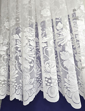 White Lace Window Net Curtains Rod Slot Ready to Use Sold By the Metre 11 Drops