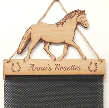 Welsh Pony Rosette Hanger 6mm Oak Veneer Fabric Mesh Equestrian Horse