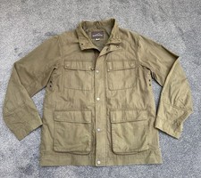 Eddie Bauer Khaki cotton military style utility jacket large nice condition