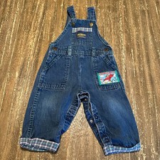 Vintage OshKosh B'Gosh Teddy Bear Corps Denim Overalls, 18 Months