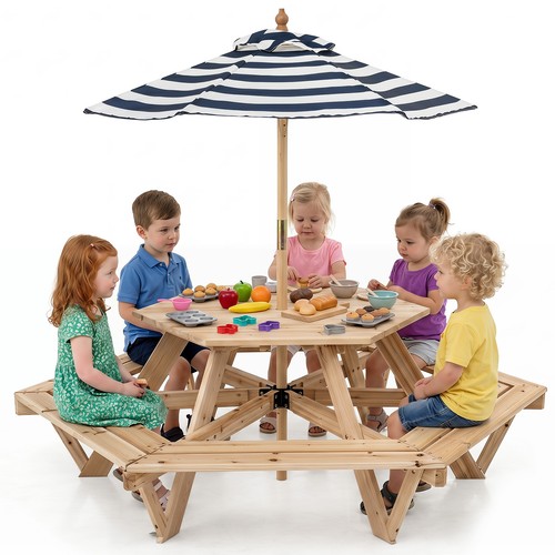 Kids hexagonal picnic table - hexagonal,