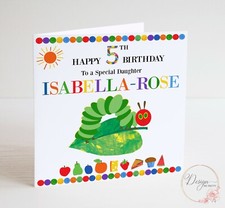 THE VERY HUNGRY CATERPILLAR PERSONALISED Birthday Card - Son Daughter Grandson