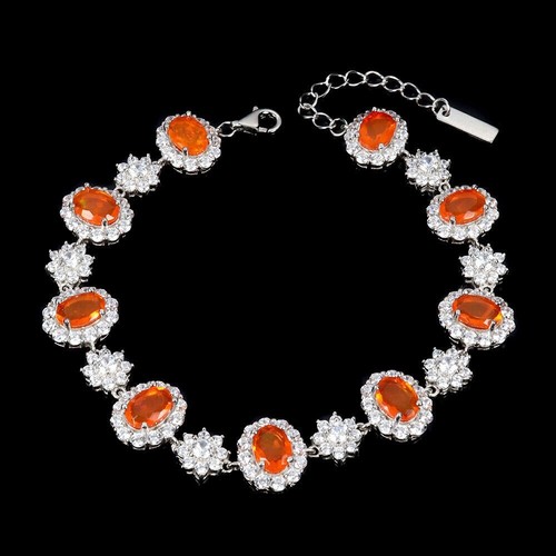 Silver bracelet fire opal - bracelet,