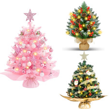 60CM Long Tabletop Artificial Small Mini Christmas Tree W/ LED Lights Decor 2025