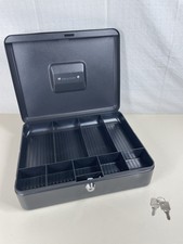 Cathedral Products Key Lockable Cash Box with Lift Out 6 Compartment Coin Tra...