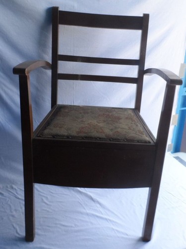 Vintage wooden commode chair - vintage,