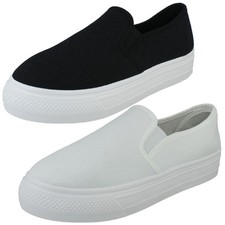 Ladies Spot On Canvas Slip On