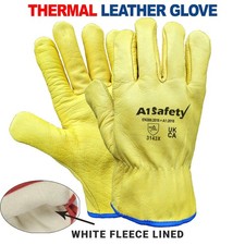 Mens Premium Yellow Leather Driving Gloves Pro HGV Lorry Truck Driver Work Glove