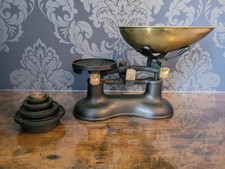 Victor England Cast Iron Scales  Black With Weights and Brass Weigh Pan Quality